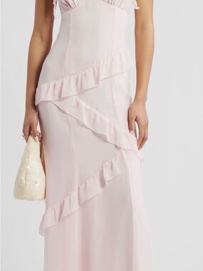 BPSoft Pink V-Neck Ruffled Dress new without tags 18 ptp waist is about 16